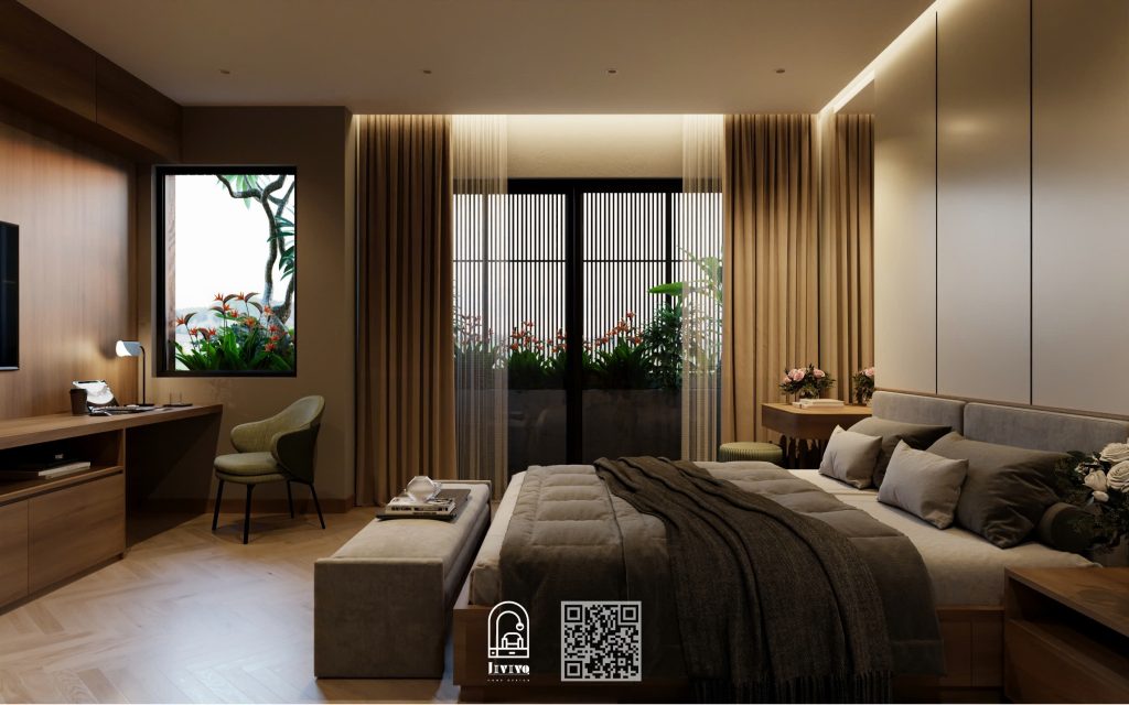 Phòng ngủ Master tầng 3 nhà phố hiện đại