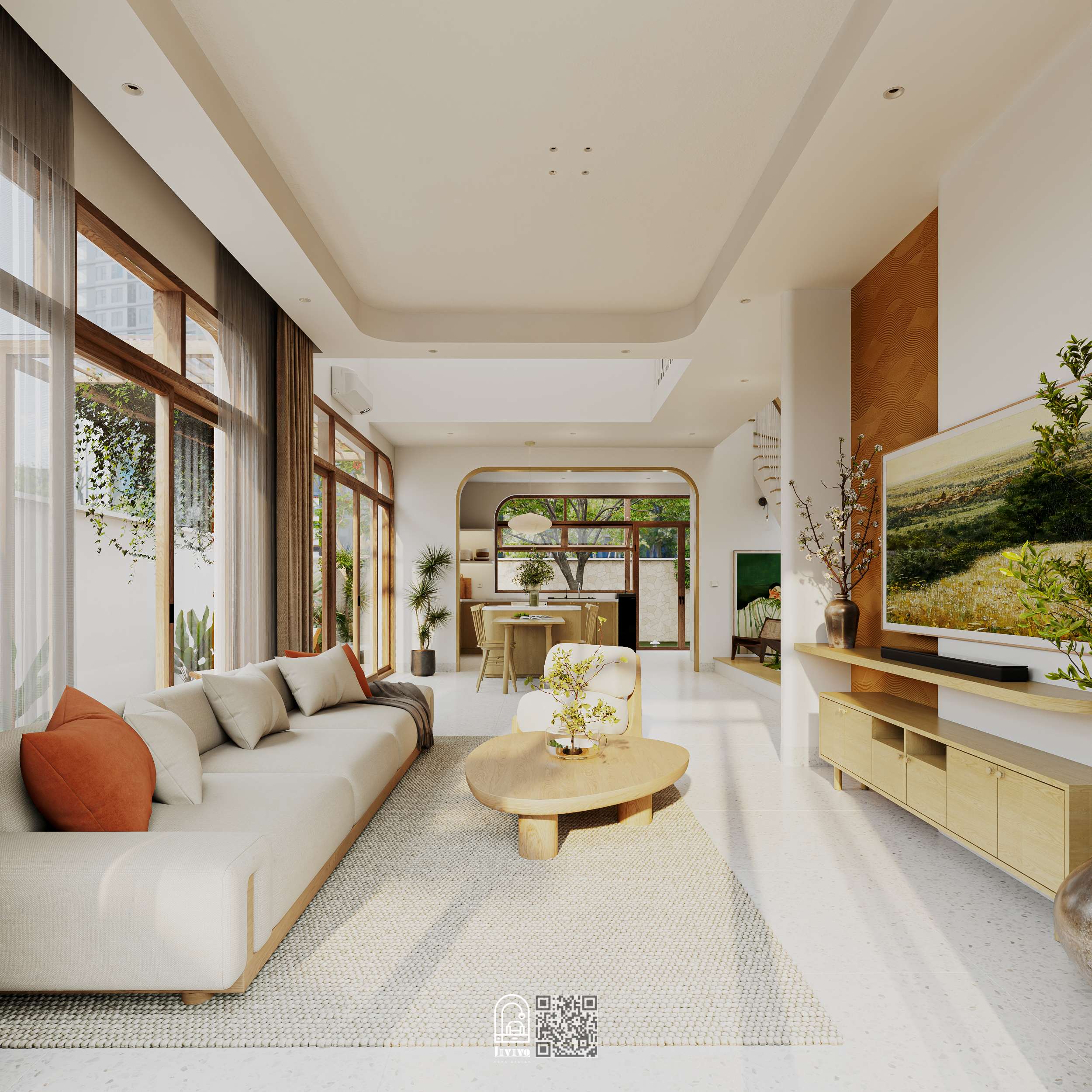 thiet ke nha vuon 3 tang mat tien 6m